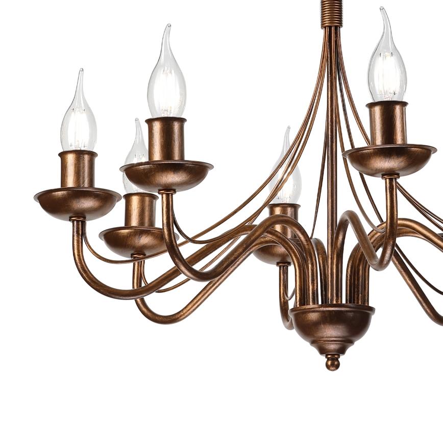 Lámpara colgante con cadena ANTON 8xE14/60W/230V acabado en bronce