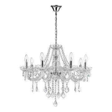 Lámpara colgante con cadena CRISTALLO 8xE14/60W/230V cromo brillante