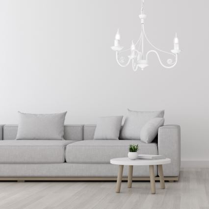 Lámpara colgante con cadena DONATO 3xE14/40W/230V blanco