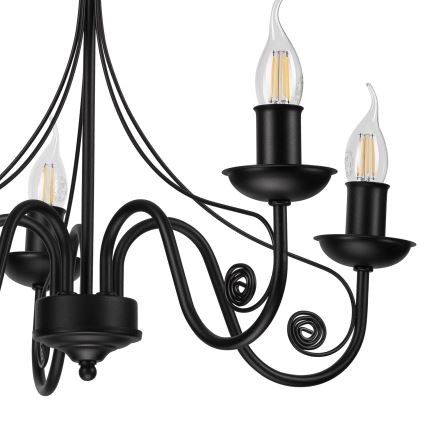 Lámpara colgante con cadena DONATO 5xE14/40W/230V negro
