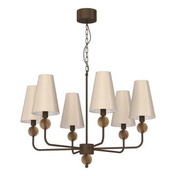 Lámpara colgante con cadena GRENADA 6xE14/15W/230V beige