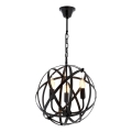 Lámpara colgante con cadena IRONBALL 3xE27/40W/230V negra