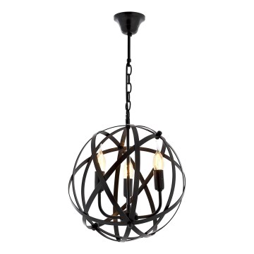 Lámpara colgante con cadena IRONBALL 3xE27/40W/230V negra