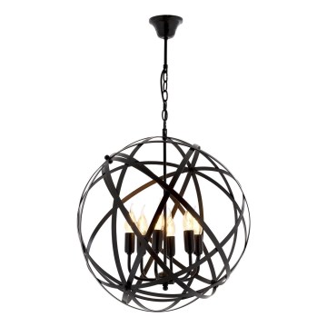 Lámpara colgante con cadena IRONBALL 6xE27/40W/230V negra
