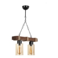Lámpara colgante con cadena JASMIN 2xE27/40W/230V marrón/beige