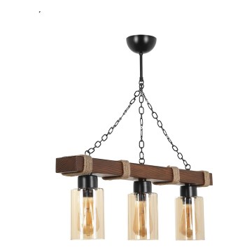 Lámpara colgante con cadena JASMIN 3xE27/40W/230V marrón/beige