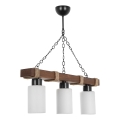 Lámpara colgante con cadena JASMIN, 3xE27/40W/230V, marrón/blanco