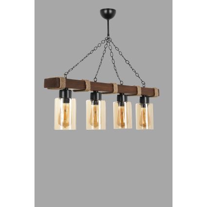 Lámpara colgante con cadena JASMIN 4xE27/40W/230V marrón/beige