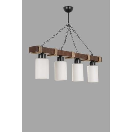 Lámpara colgante con cadena JASMIN 4xE27/40W/230V marrón/blanco