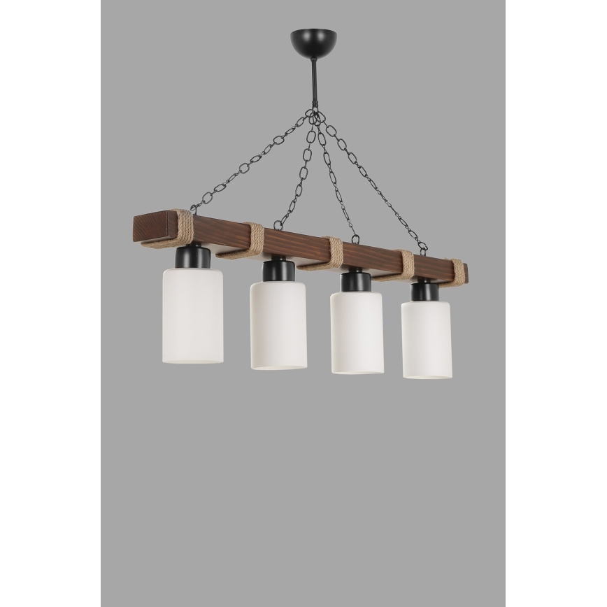 Lámpara colgante con cadena JASMIN 4xE27/40W/230V marrón/blanco