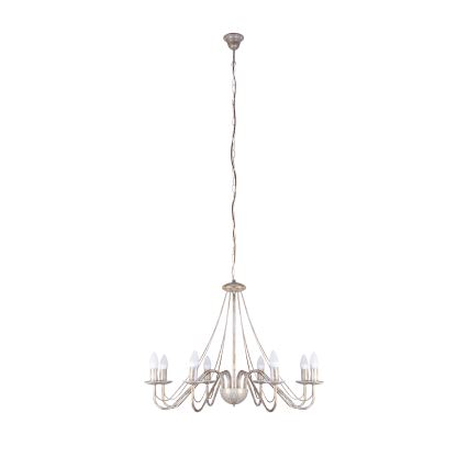 Lámpara colgante con cadena MALBO 8xE14/10W/230V blanco/dorado/pátina