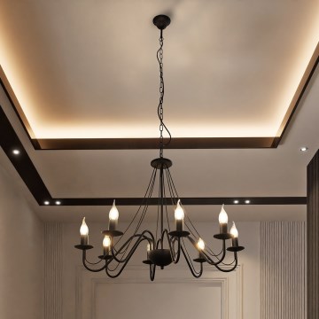 Lámpara colgante con cadena MALBO 8xE14/10W/230V, negra
