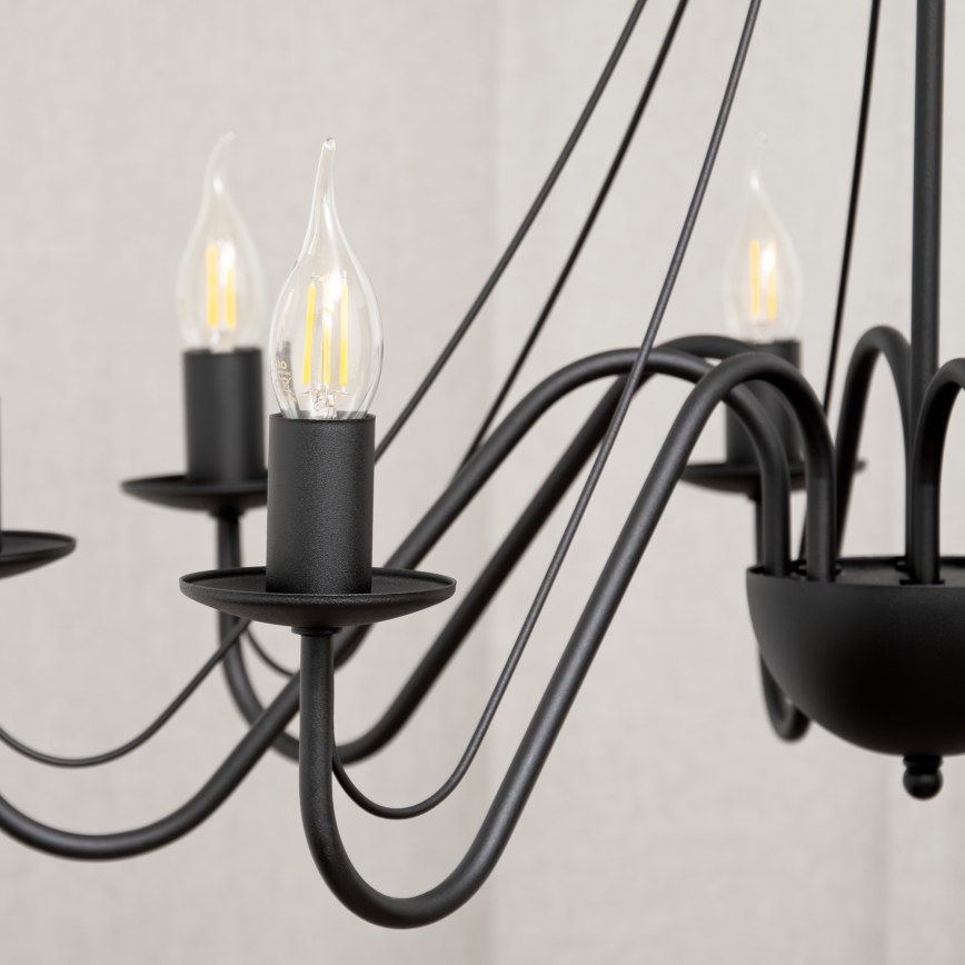 Lámpara colgante con cadena MALBO 8xE14/10W/230V, negra