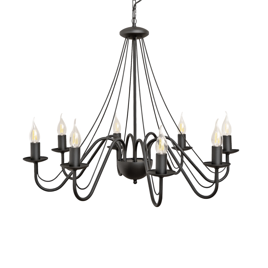 Lámpara colgante con cadena MALBO 8xE14/10W/230V, negra
