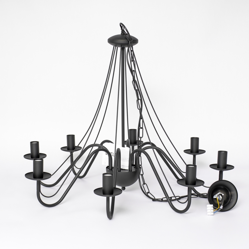 Lámpara colgante con cadena MALBO 8xE14/10W/230V, negra