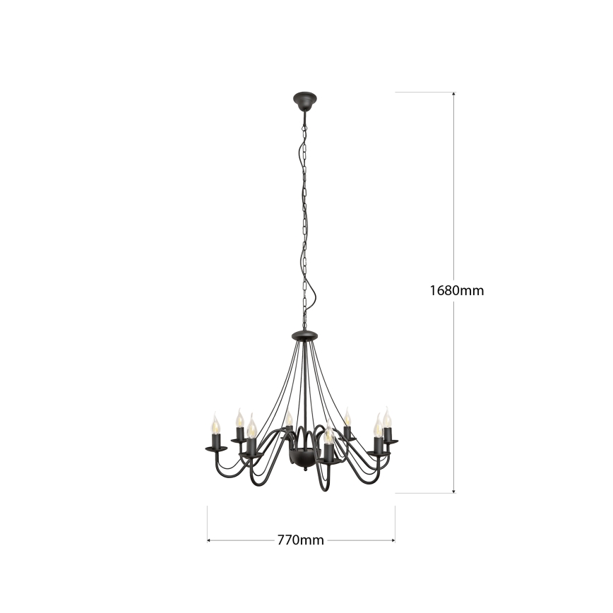 Lámpara colgante con cadena MALBO 8xE14/10W/230V, negra