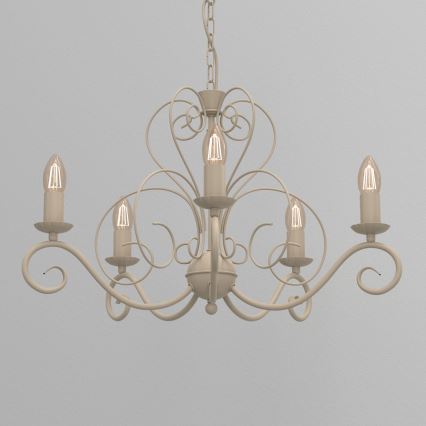 Lámpara colgante con cadena MAURO 5xE14/15W/230V beige