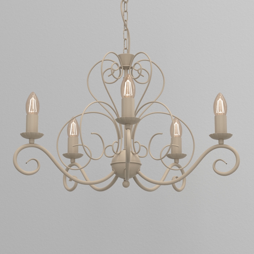 Lámpara colgante con cadena MAURO 5xE14/15W/230V beige