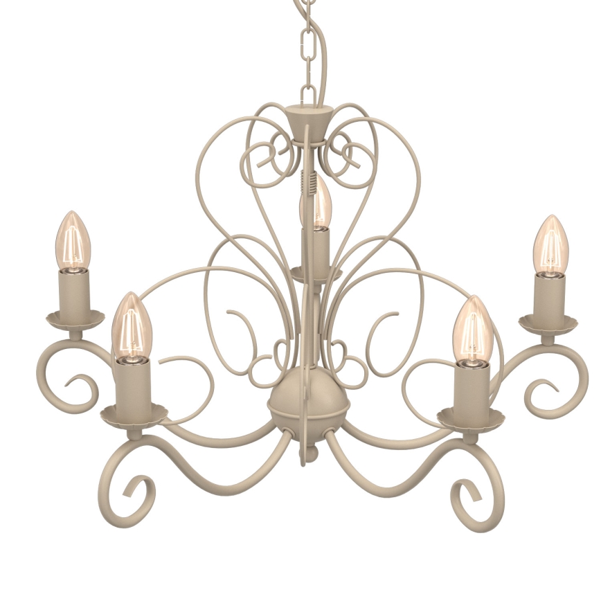 Lámpara colgante con cadena MAURO 5xE14/15W/230V beige