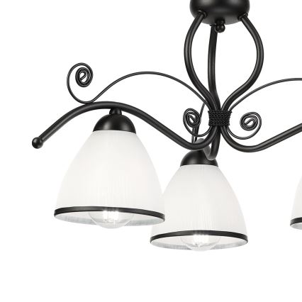 Lámpara colgante con cadena RETRO 3xE27/60W/230V negra/blanca