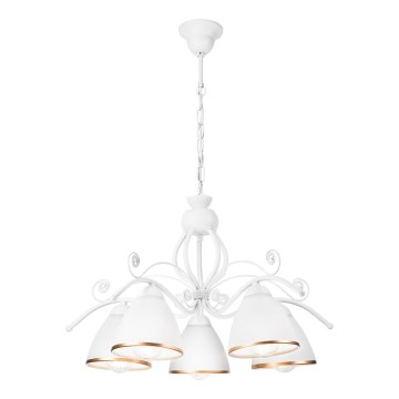 Lámpara colgante con cadena RETRO II 5xE27/60W/230V blanca