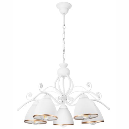 Lámpara colgante con cadena RETRO II 5xE27/60W/230V blanca