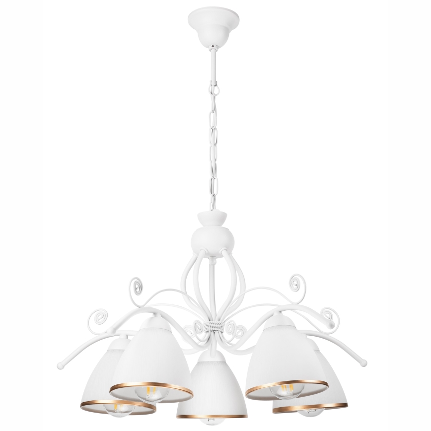 Lámpara colgante con cadena RETRO II 5xE27/60W/230V blanca