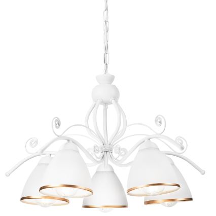 Lámpara colgante con cadena RETRO II 5xE27/60W/230V blanca