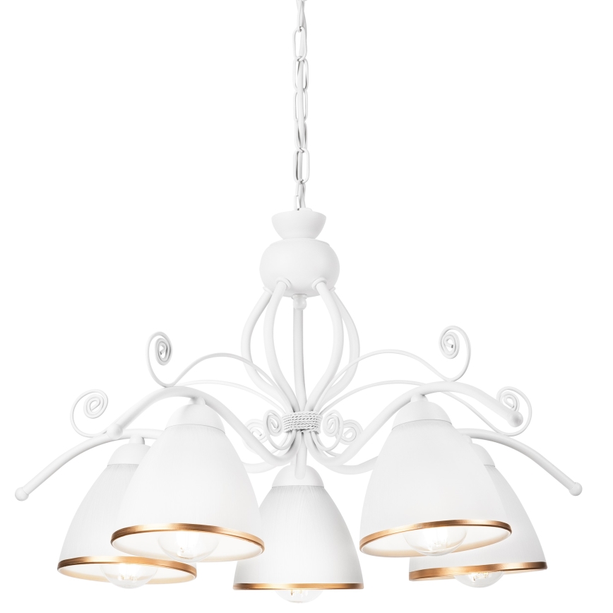 Lámpara colgante con cadena RETRO II 5xE27/60W/230V blanca