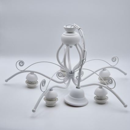 Lámpara colgante con cadena RETRO II 5xE27/60W/230V blanca