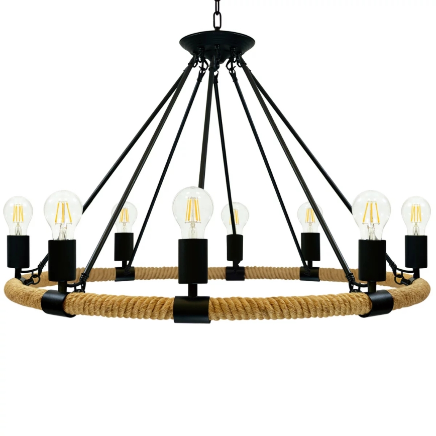 Lámpara colgante con cadena ROPE ARTHUR 8xE27/20W/230V