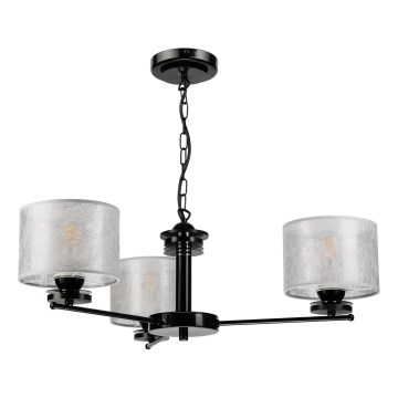 Lámpara colgante con cadena ROSA 3xE27/60W/230V negra/gris