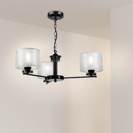 Lámpara colgante con cadena ROSA 3xE27/60W/230V negra/gris