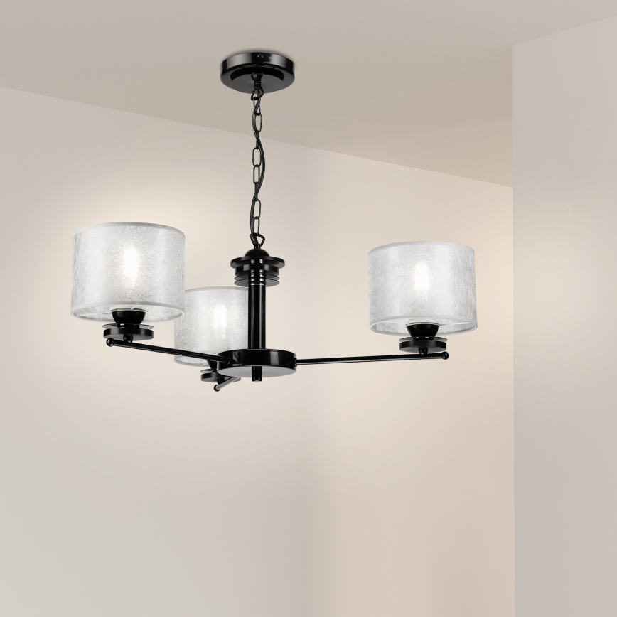 Lámpara colgante con cadena ROSA 3xE27/60W/230V negra/gris