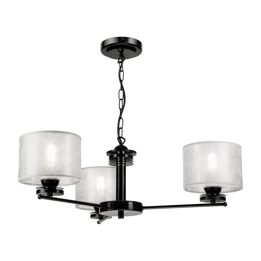 Lámpara colgante con cadena ROSA 3xE27/60W/230V negra/gris