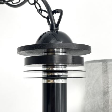 Lámpara colgante con cadena ROSA 3xE27/60W/230V negra/gris