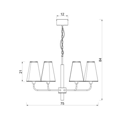 Lámpara colgante con cadena TORTOLA 6xE14/15W/230V marrón/crema