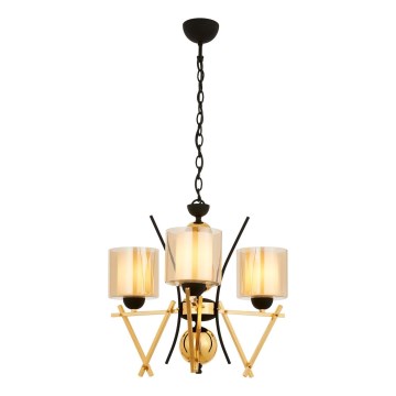 Lámpara colgante con cadena VARANA 3xE27/40W/230V negra/dorada