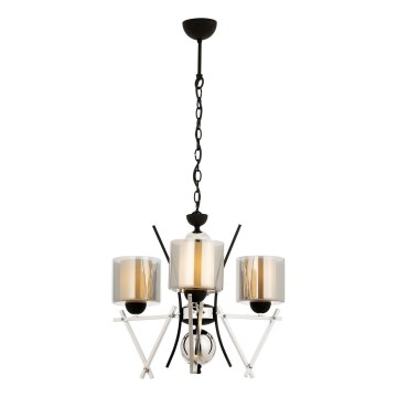 Lámpara colgante con cadena VARANA 3xE27/40W/230V negro/cromo brillante