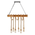 Lámpara colgante con cadena VINT 6xE27/40W/230V bambú
