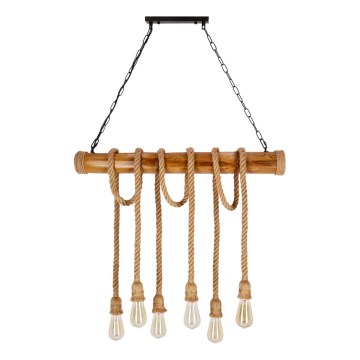 Lámpara colgante con cadena VINT 6xE27/40W/230V bambú