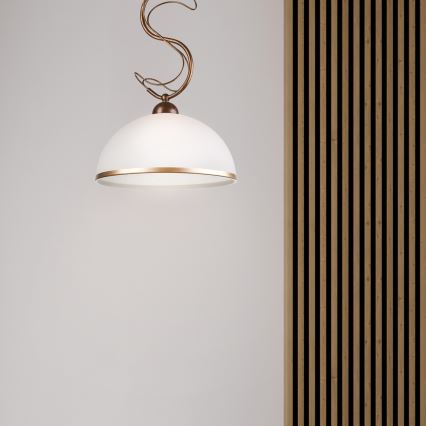 Lámpara colgante con varilla COBRA 1xE27/60W/230V Ø 30 cm bronce/pátina