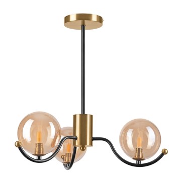 Lámpara colgante con varilla GEORGIA 3xG9/5W/230V dorado/beige ahumado