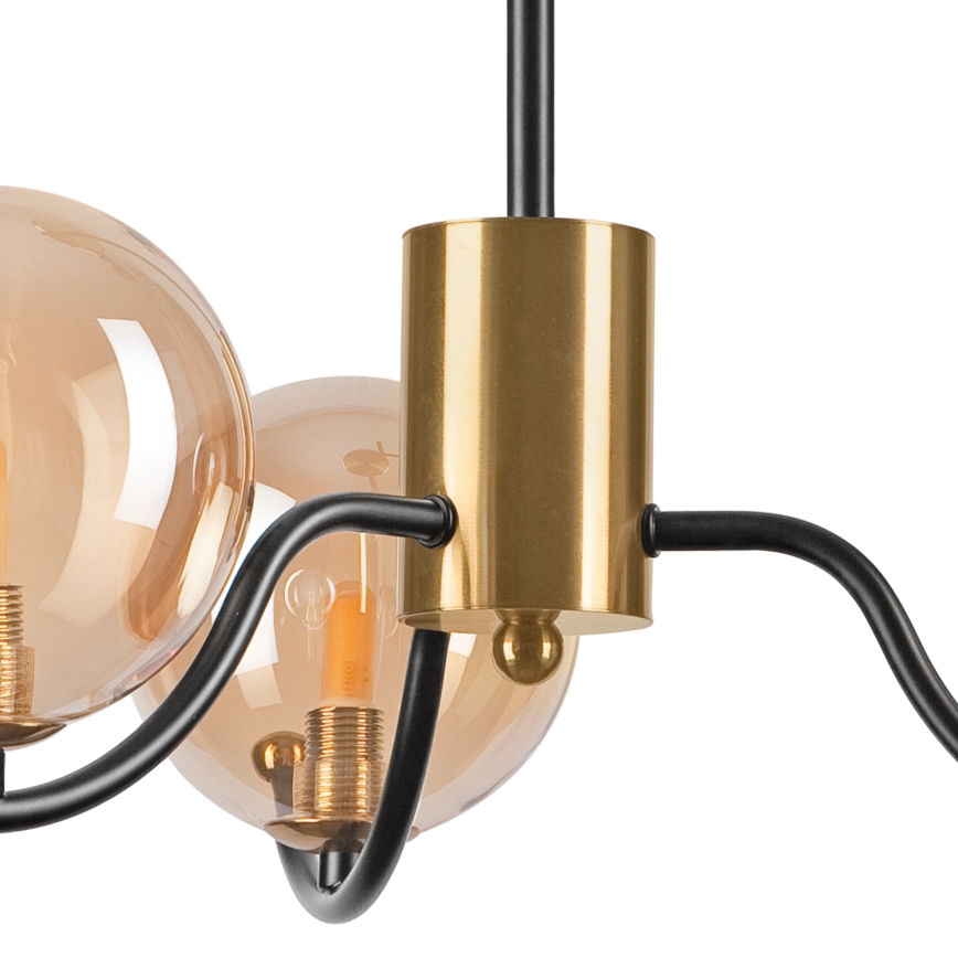Lámpara colgante con varilla GEORGIA 3xG9/5W/230V dorado/beige ahumado
