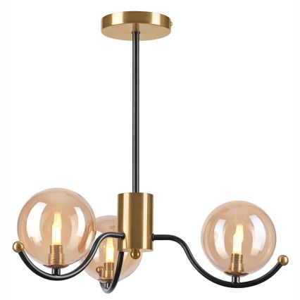 Lámpara colgante con varilla GEORGIA 3xG9/5W/230V dorado/beige ahumado