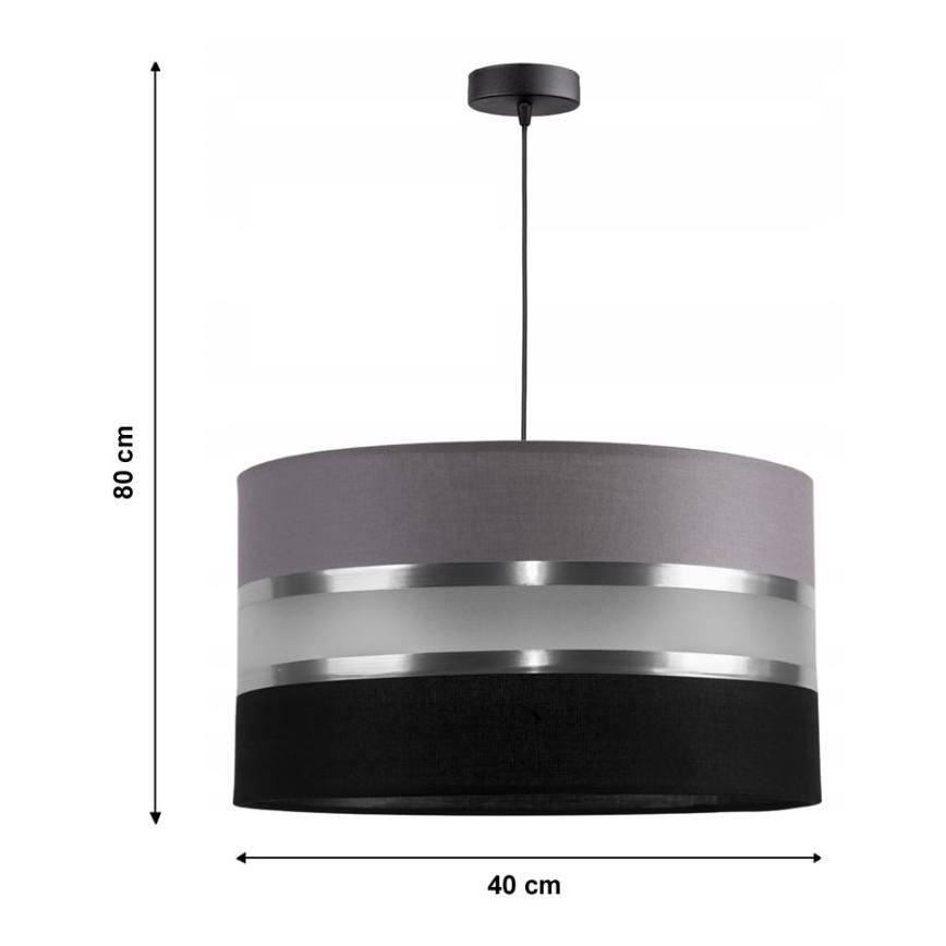 Lámpara colgante CORAL 1xE27/60W/230V negro-gris