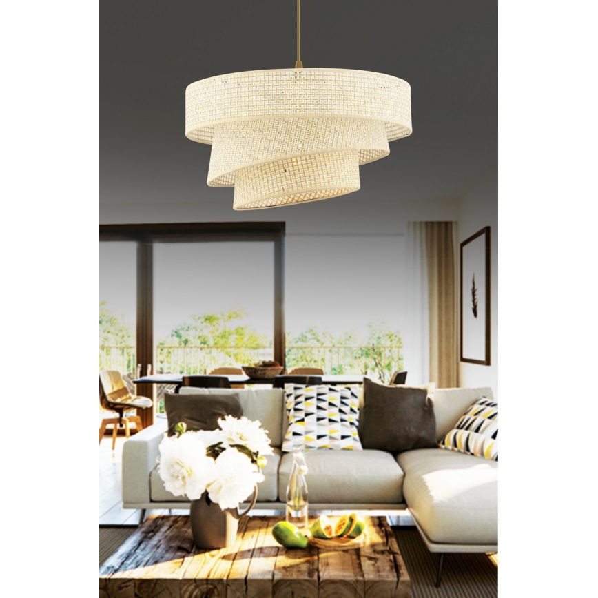 Lámpara colgante COUPER con cable 1xE27/60W/230V color crema