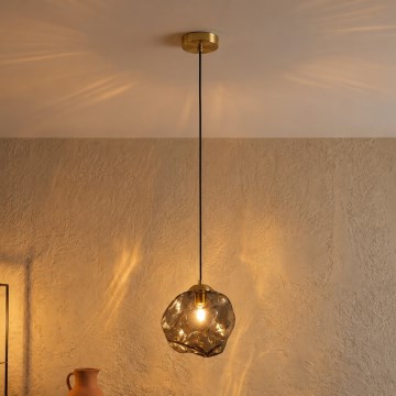 Lámpara colgante CRISTAL con cable 1xE14/15W/230V latón/negro ahumado