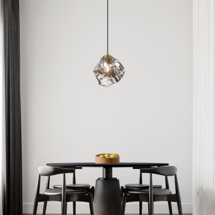 Lámpara colgante CRISTAL con cable 1xE14/15W/230V latón/negro ahumado
