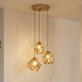 Lámpara colgante CRISTAL con cable 3xE14/15W/230V latón/beige ahumado